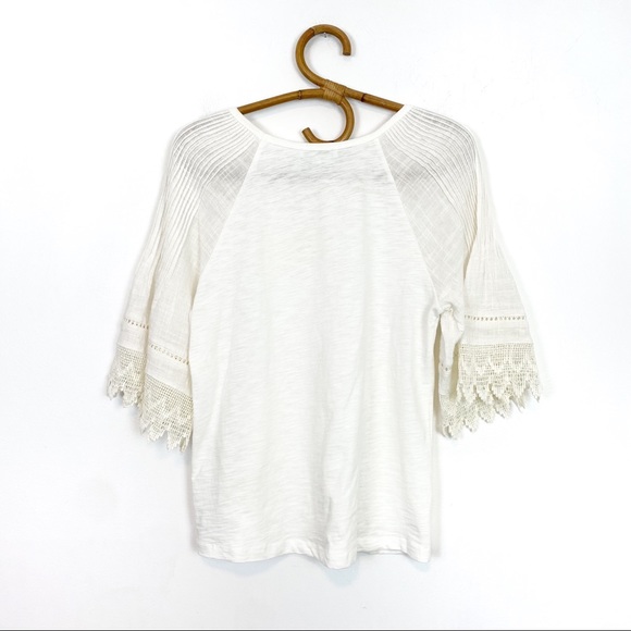 Anthropologie | Eri + Ali | Boho Lace Peasant Sleeve Top Size S - Picture 6 of 11